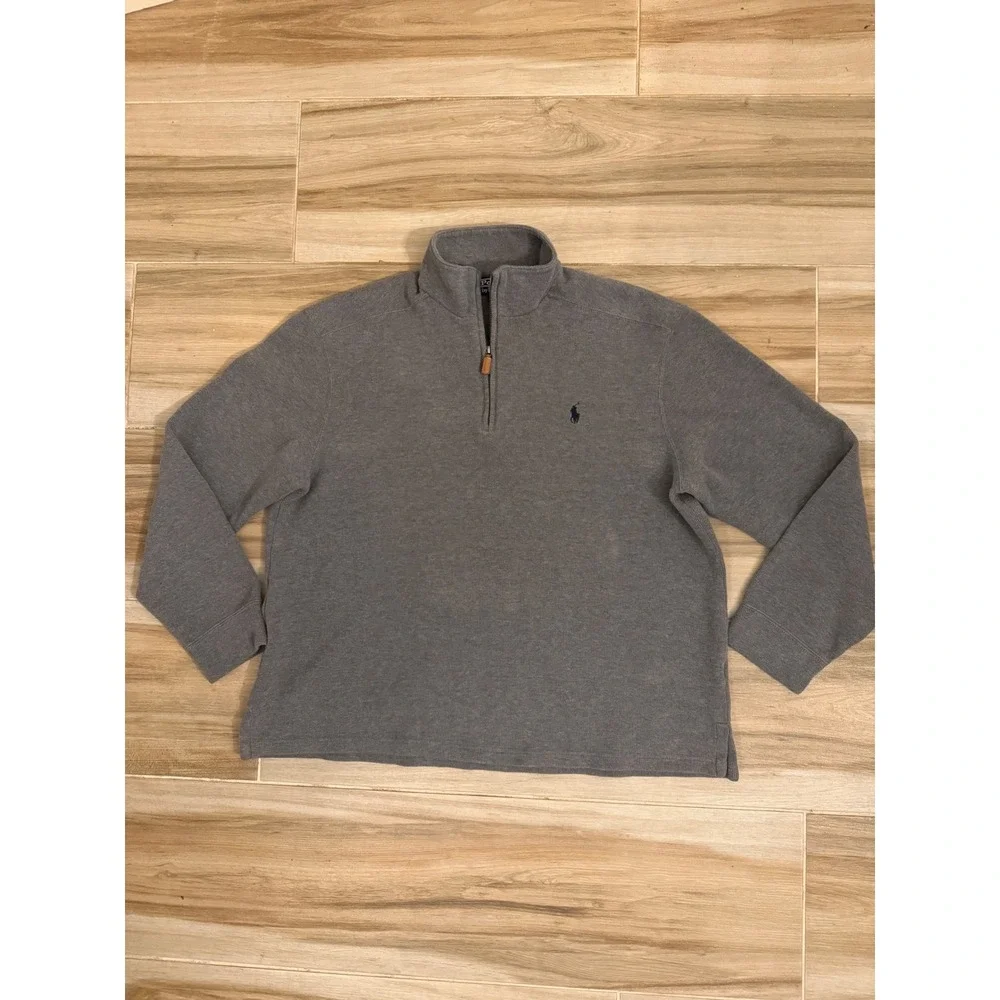 Polo Ralph Lauren Mens XL Gray Quarter Zip Pullover Sweater Mock Neck Pony‎